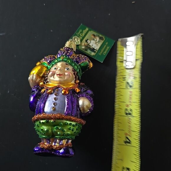 Old World Christmas Mardi Gras Jester Ornament Blown Glass New Orleans Box Tag - Picture 3 of 9